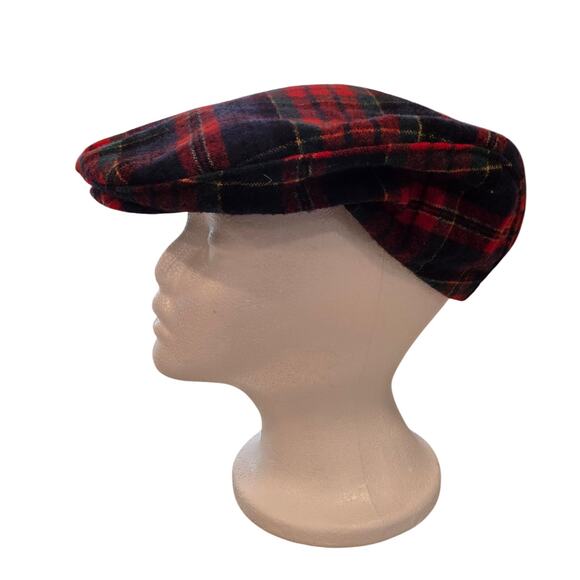 Vintage Pendleton Red Tartan Plaid Newsboy Hat L Prepcore Ivy League Wool Cap main image 7